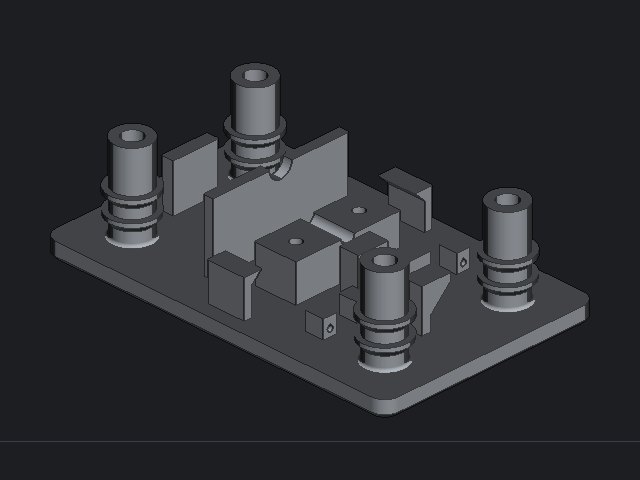 Rendered view of the lid with its four pillars